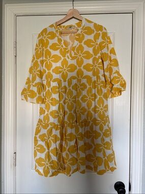Boden Yellow Floral Midi Dress
